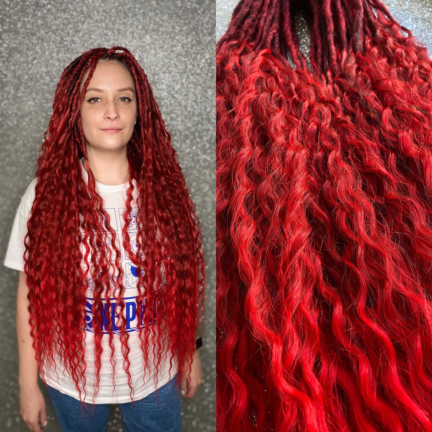 Bright Red Curly Dreadlocks 30 in