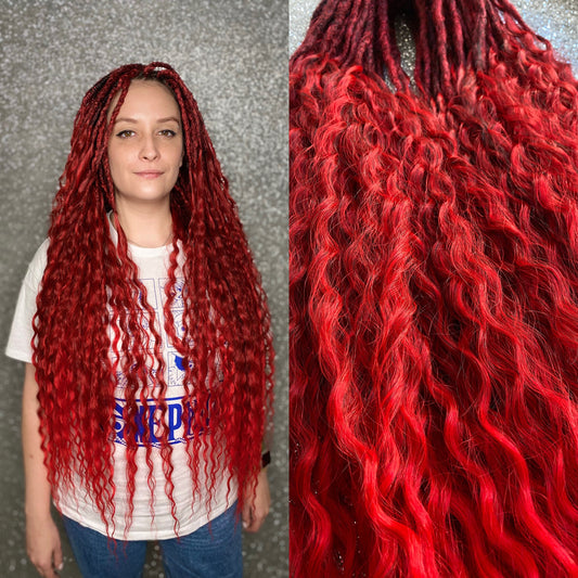 Bright Red Curly Dreadlocks 30 in