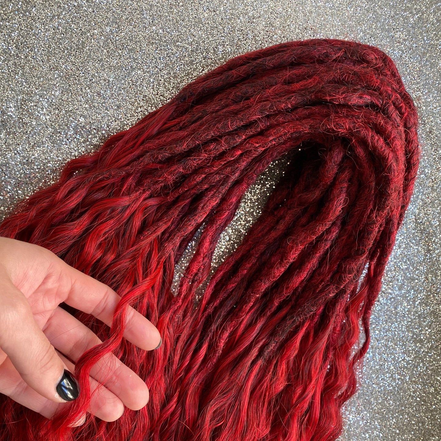 Bright Red Curly Dreadlocks 30 in