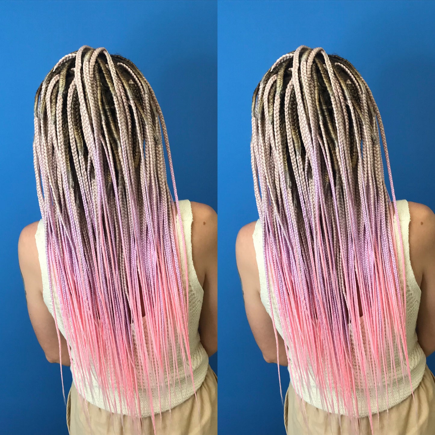 Blonde to Purple and Pink Ombre Braids