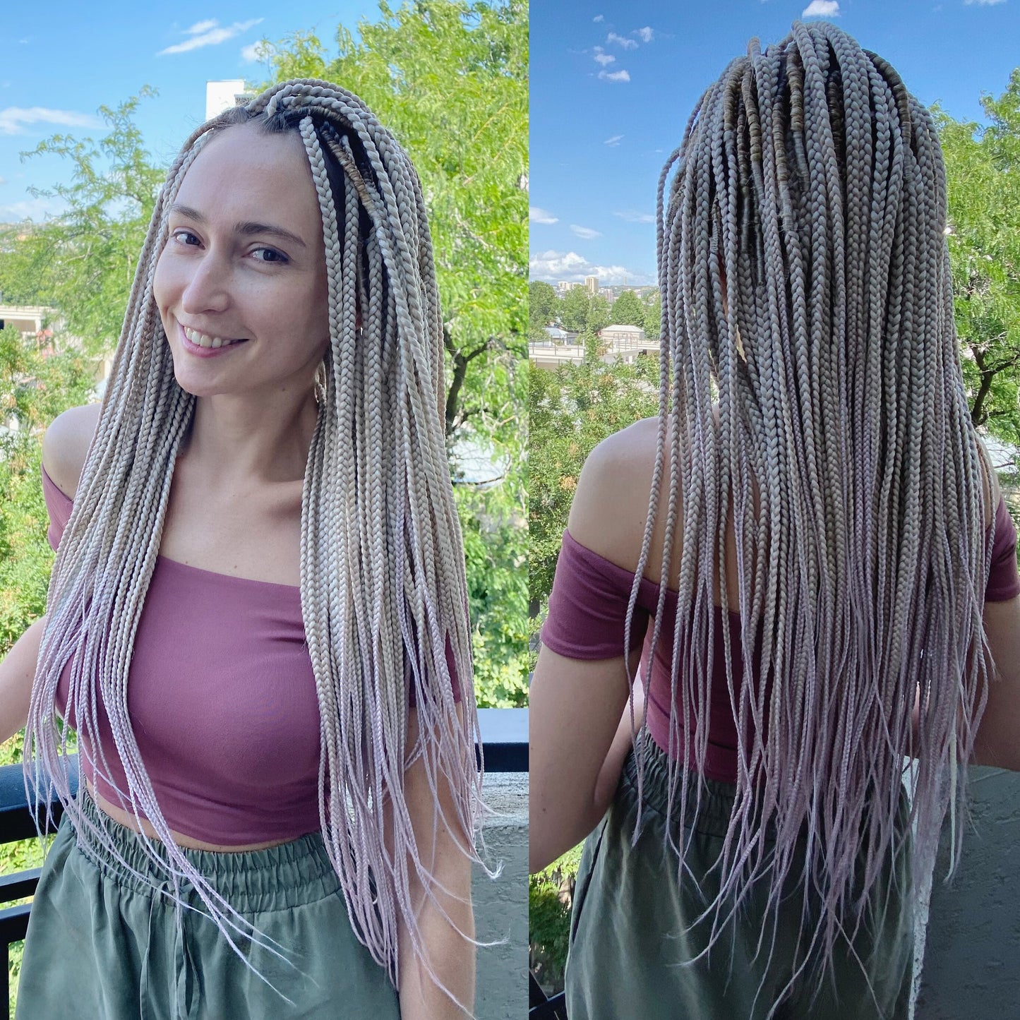 Blonde to Lilac Ombre Braids