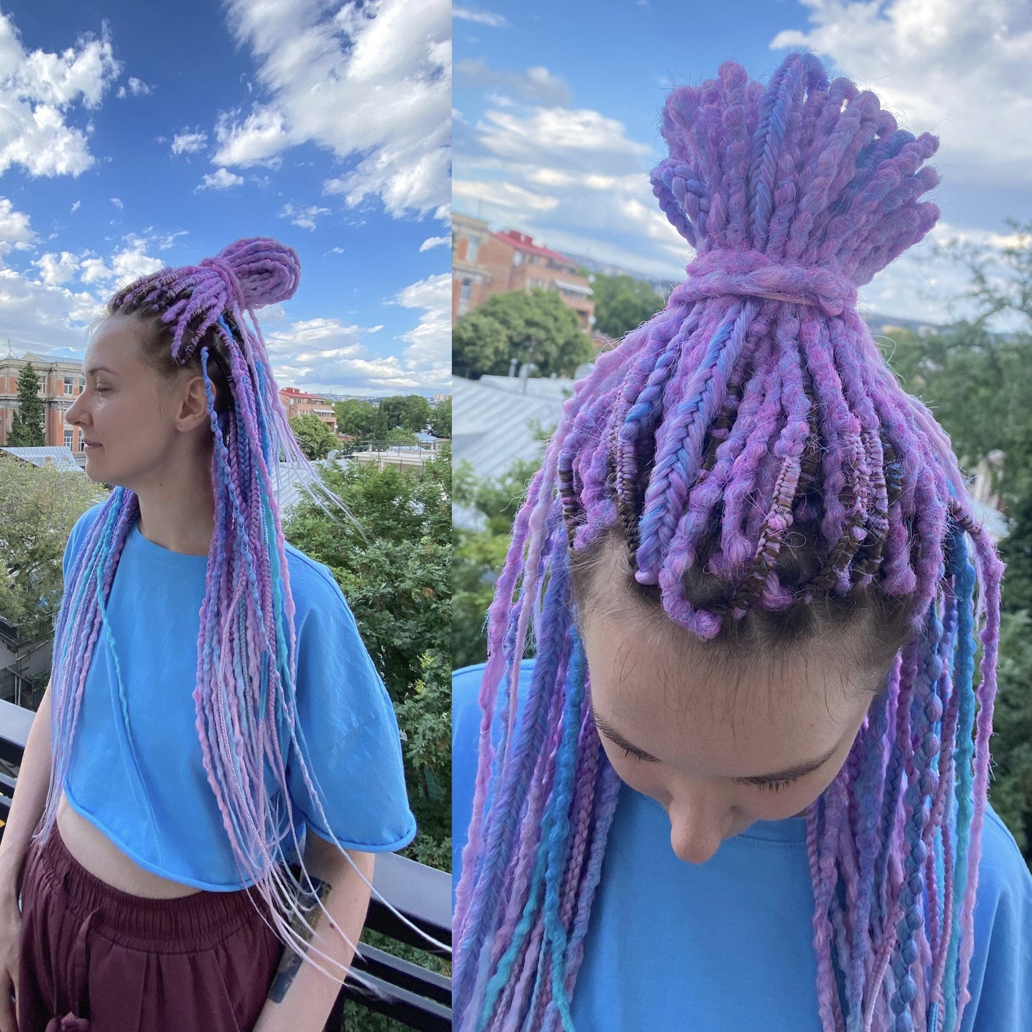 Bright Purple and Blue Synthetic Dreadlocks