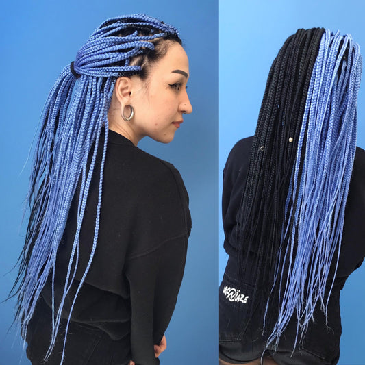 Blue and Black Synthetic Braids