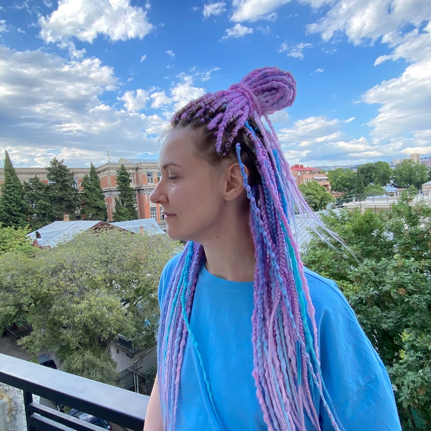 Bright Purple and Blue Synthetic Dreadlocks