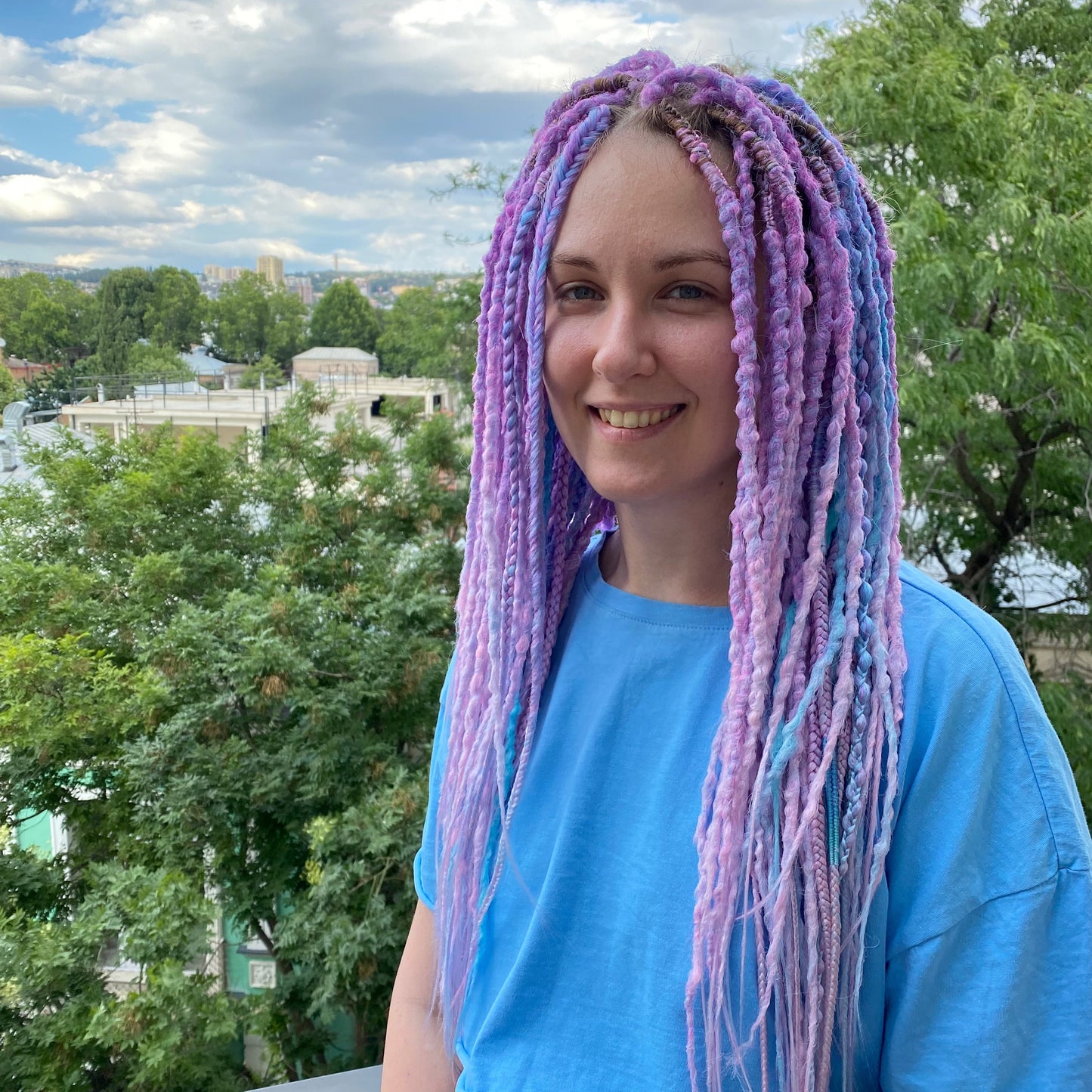 Bright Purple and Blue Synthetic Dreadlocks