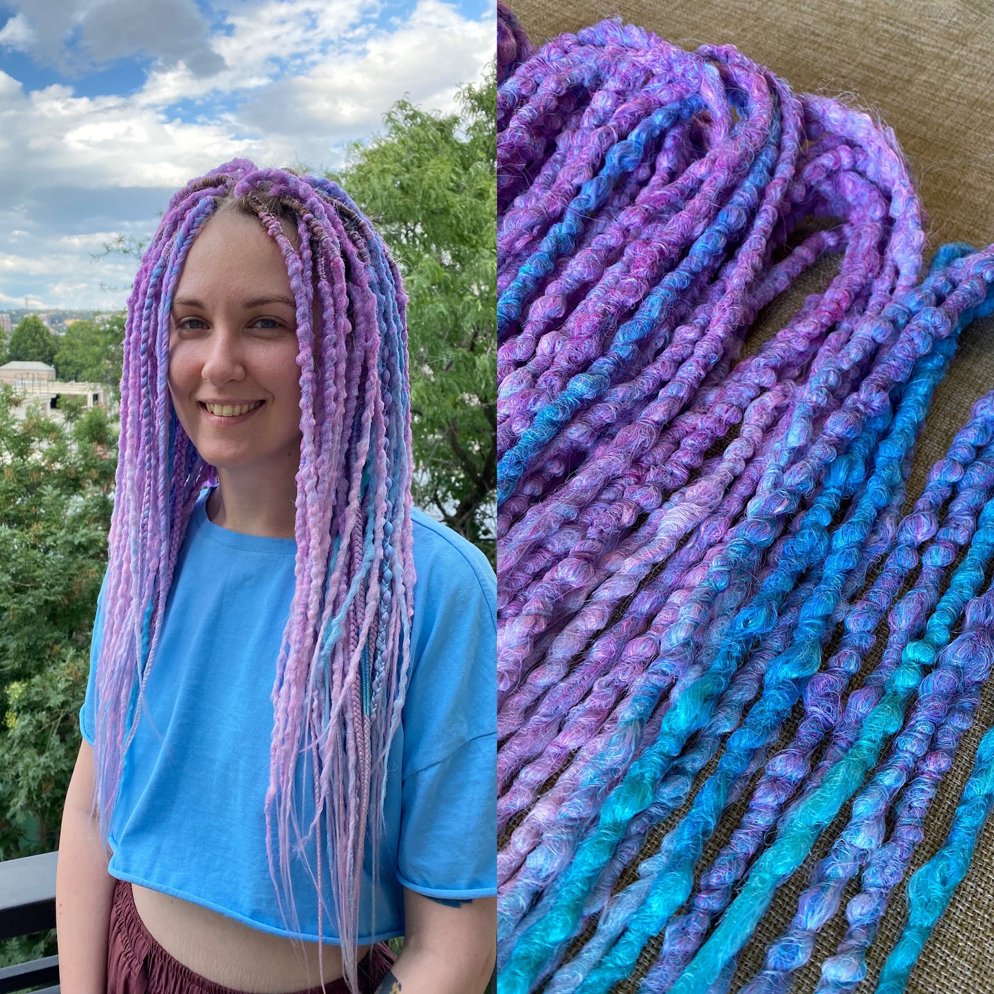 Bright Purple and Blue Synthetic Dreadlocks