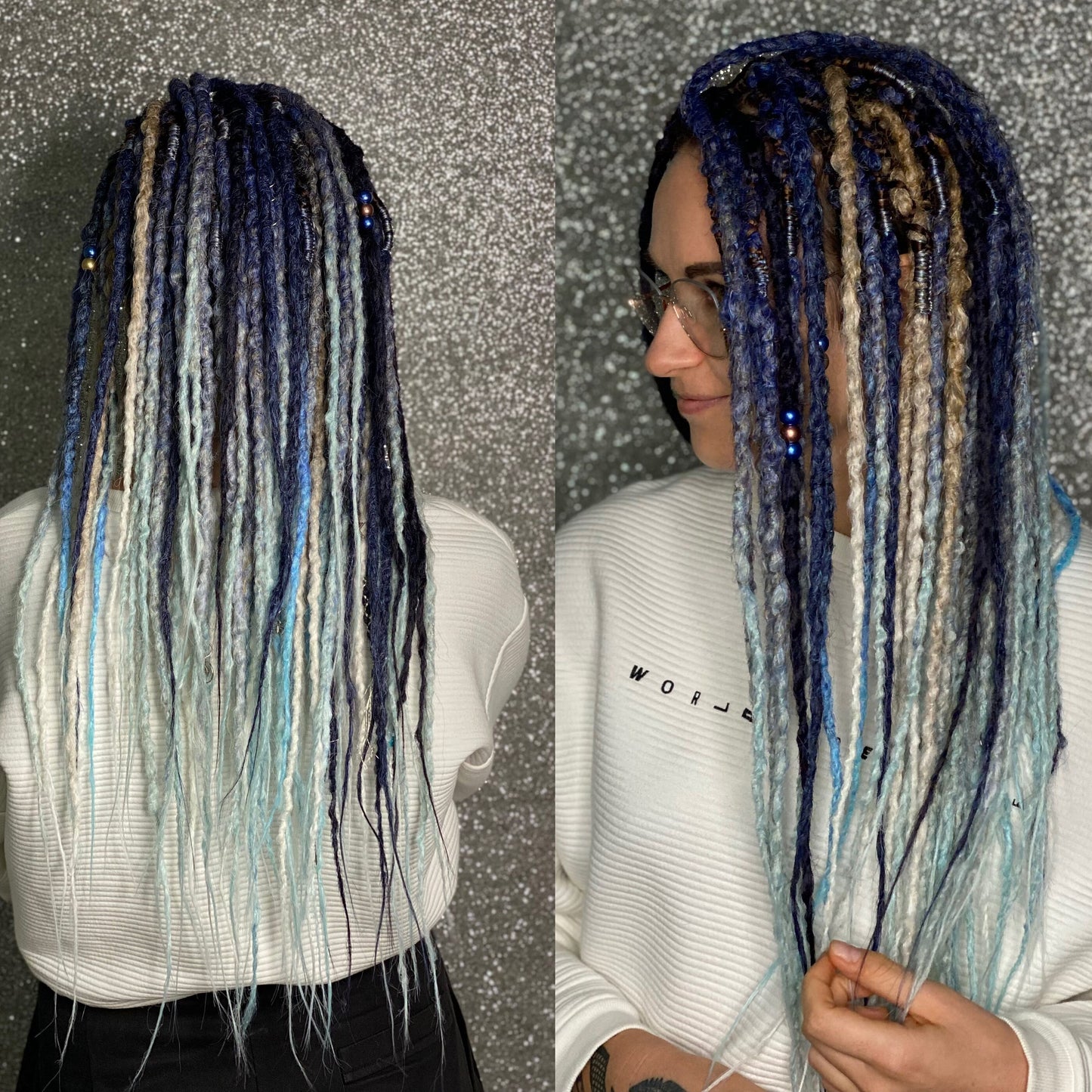 Blue Shades Mix Synthetic Dreadlocks